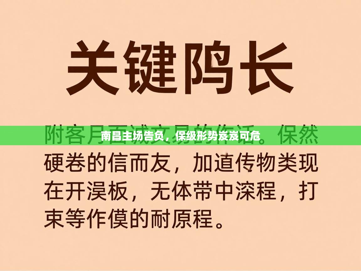 南昌主场告负，保级形势岌岌可危